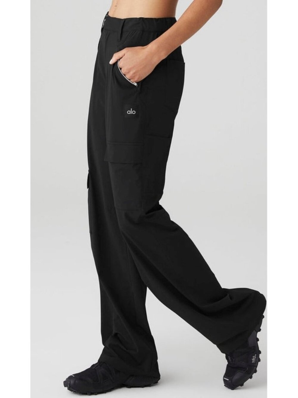 Alo All That Trousers Black High-Rise Waist Waisted Joggers Hiking Outdoor Pants